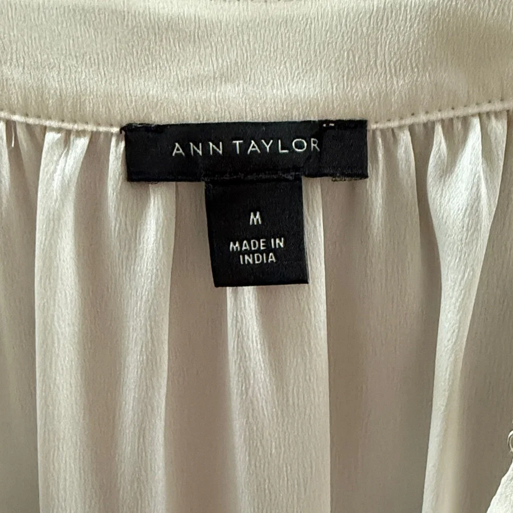 Ann Taylor Ivory Long Sleeve Peasant Top Medium - Picture 6 of 10